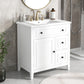 30" Bathroom Vanity with Sink Top, Solid Wood Cabinet with Door and Two Drawers, White