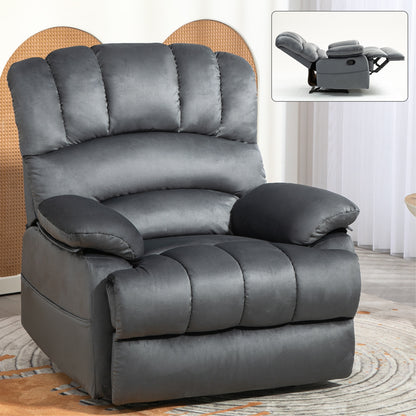 Large Manual Recliner Chair in Fabric, Comfortable Design for Living Rooms, Grey