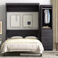 Full Size Murphy Bed with Wardrobe and Drawers, Storage Bed, can be Folded into a Cabinet, Gray