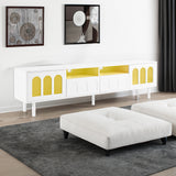 Two sets of ON-TRANS cream style TV stands and coffee tables, suitable for TVs under 80 inches, white