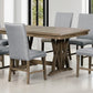 TOPMAX Mid-Century Solid Wood 7-Piece Expandable Dining Table Set with Soft Cushioned Chairs, Gold Brown and Gray