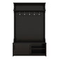 Hall Tree with Roof Rack and Storage Platform, Corridor Shoe Cabinet with Sliding Door and 5 Hooks, Black