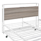 Full Size Metal Platform Bed Frame with Trundle, USB Ports and Slat Support No Box Spring Needed White