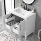 Bathroom Vanity with Sink Multi-functional Bathroom Cabinet with Doors and Drawers Solid Frame and MDF Board, White