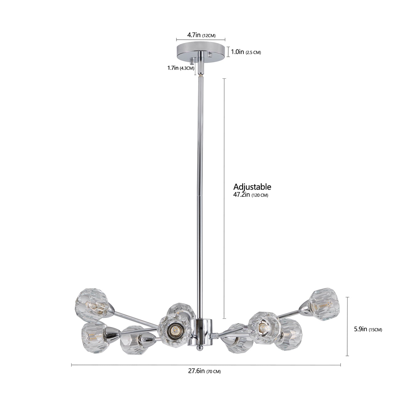 Modern Crystal Chandeliers, 9 Lights Chrome Chandelier for Living Room Bedroom (Bulbs Not Included)