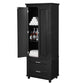 Tall Storage Cabinet with Two Drawers, Perfect for Bathrooms and Offices, Black Finish