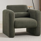 Modern Chair with Sheepskin Sherpa Fabric, Soft Cushion Armchair in Seaweed Green for Living Rooms