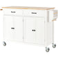 Kitchen Island Cart with Solid Wood Top and Locking Wheels, 54.3-Inch Width in White