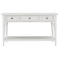 TREXM Classic Retro Style Console Table with Three Top Drawers and Open Style Bottom Shelf (Antique White)