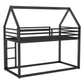 Twin over Twin House Bunk Bed with Built-in Ladder,Black