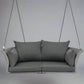 2-Person Hanging Seat, Rattan Woven Swing Chair, Porch Swing With Ropes, Gray Wicker And Cushion