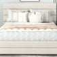 Queen Upholstered Platform Bed with Twin Size Trundle and Two Drawers  Beige