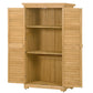 Wooden Garden Shed 3-tier Patio Storage Cabinet Outdoor Organizer Wooden Lockers with  Wood (Natural Wood Color -Shutter Design)