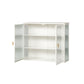 Glass Doors Modern Two-door Wall Cabinet with Featuring Three-tier White