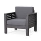 Outdoor Acacia Wood Club Chairs with Cushions, Dark Gray