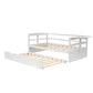 win Size Daybed with Trundle and Foldable Shelves on Both Sides White