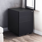 3 Drawer Mobile File Cabinet with Lock Steel File Cabinet for Legal/Letter/A4