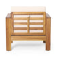 Outdoor Acacia Wood Club Chairs with Cushions, Teak and Beige Finish, Perfect for Patios