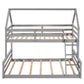 Twin over Full House Bunk Bed with Built-in Ladder Gray