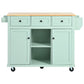 Kitchen trolley, cabinet door internal storage rack with storage cabinet and 3 dining room drawers, mint green