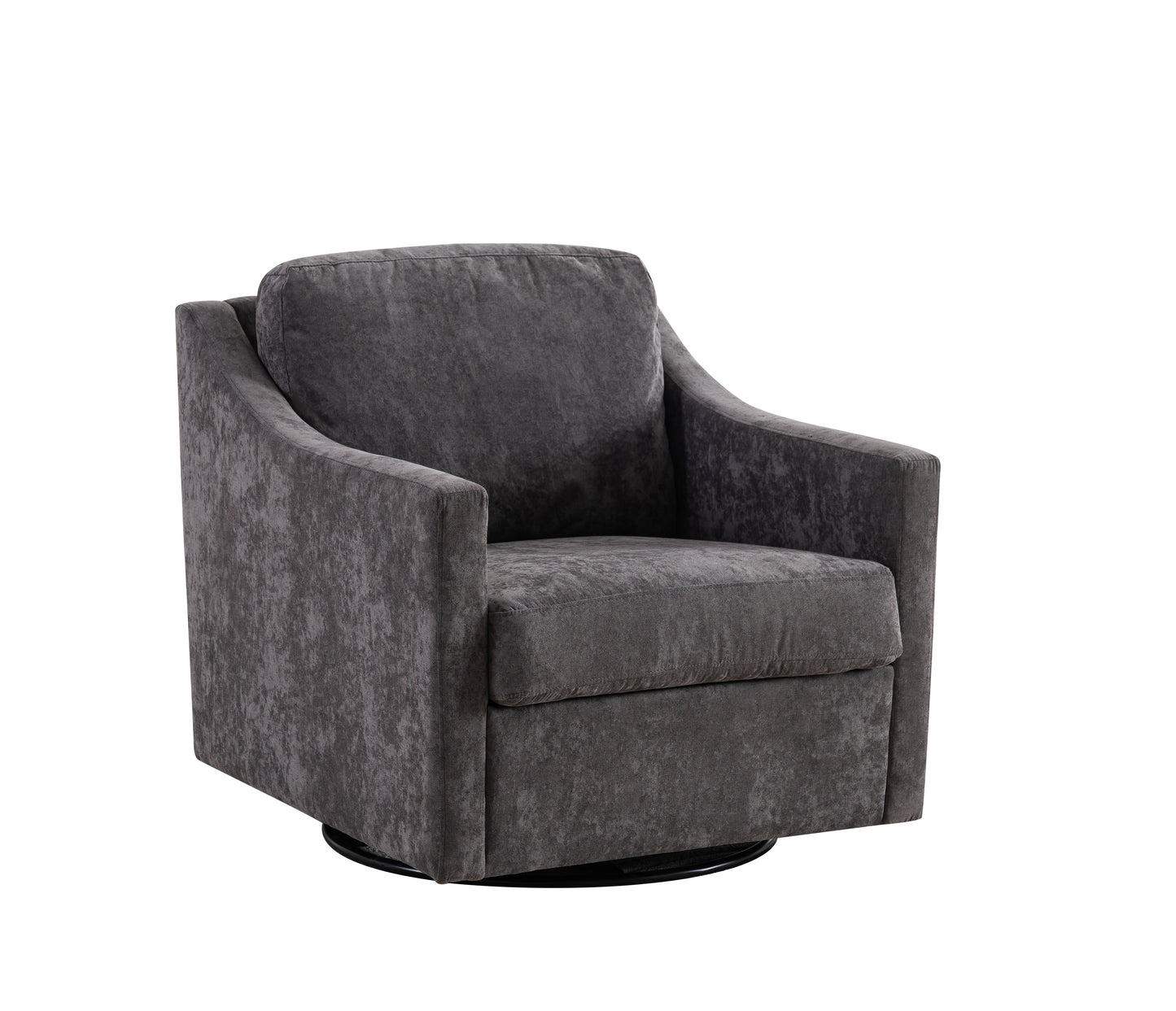 Large Swivel Chair with Soft Cushions, Modern Design in Skin-Friendly Gradient Linen Fabric, Grey Finish