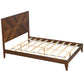 Mid-Century Modern Platform Bed Wood Slat Support with No Box Spring Needed,Queen, Walnut