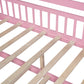 Wooden Full Size House Bed with Twin Size Trundle Kids Bed with Shelf Pink