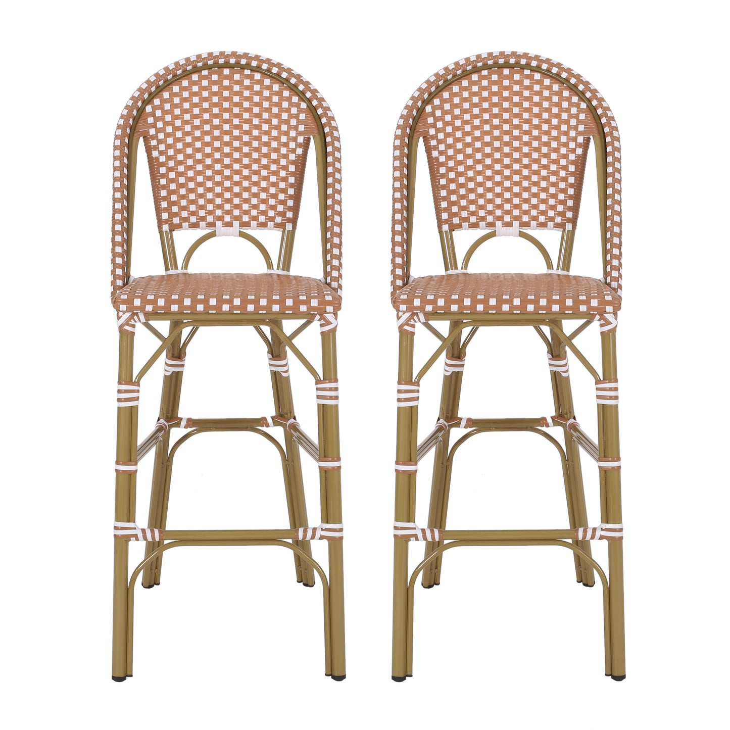 Wicker Bar Stool with Aluminum Frame (Set of 2)