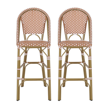 Aluminum Wicker Bar Stool Set of 2