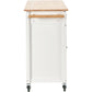 Kitchen Island Cart with Solid Wood Top and Locking Wheels, 54.3-Inch Width in White