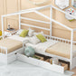 Twin Size House Platform Bed with Three Storage Drawers White