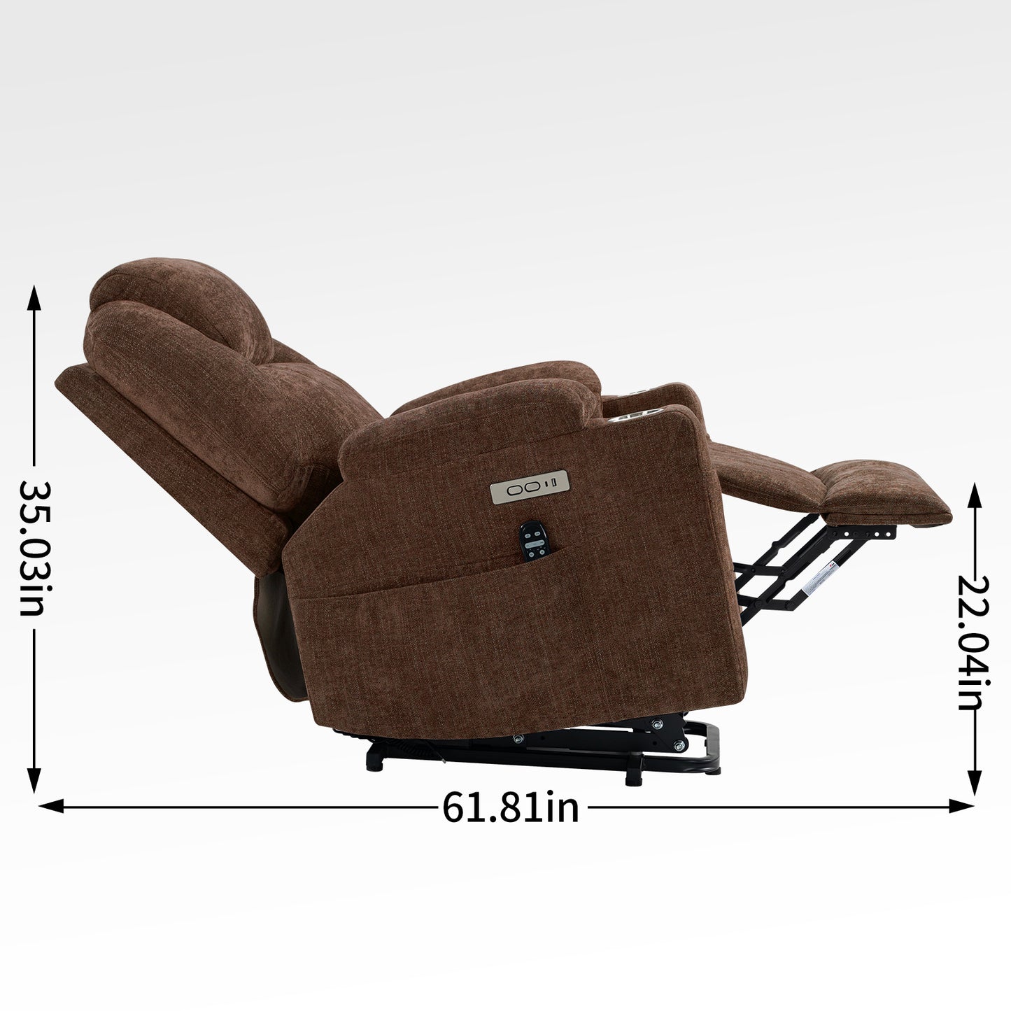 Okin motor Up to 350 LBS Chenille Power Lift Recliner Chair Brown