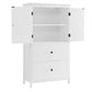 Bathroom Storage Cabinet, Cabinet with Two Doors and Drawers, Adjustable Shelf, MDF Board, White