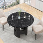 Modern Round Dining Table with Printed Black Marble Table Top for Dining Room