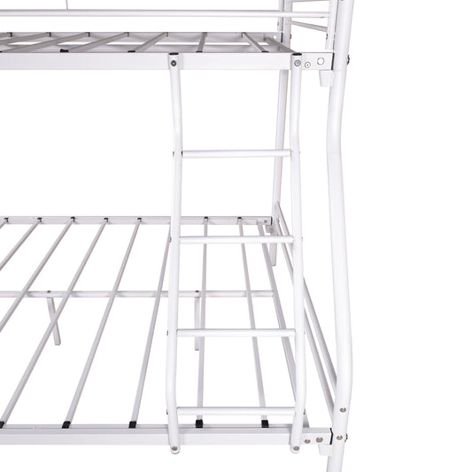 Heavy Duty Twin-Over-Full Metal Bunk Bed Easy Assembly with Enhanced Upper-Level Guardrail White