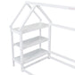 Twin House-Shaped Floor Bed with 2 Detachable Stands White