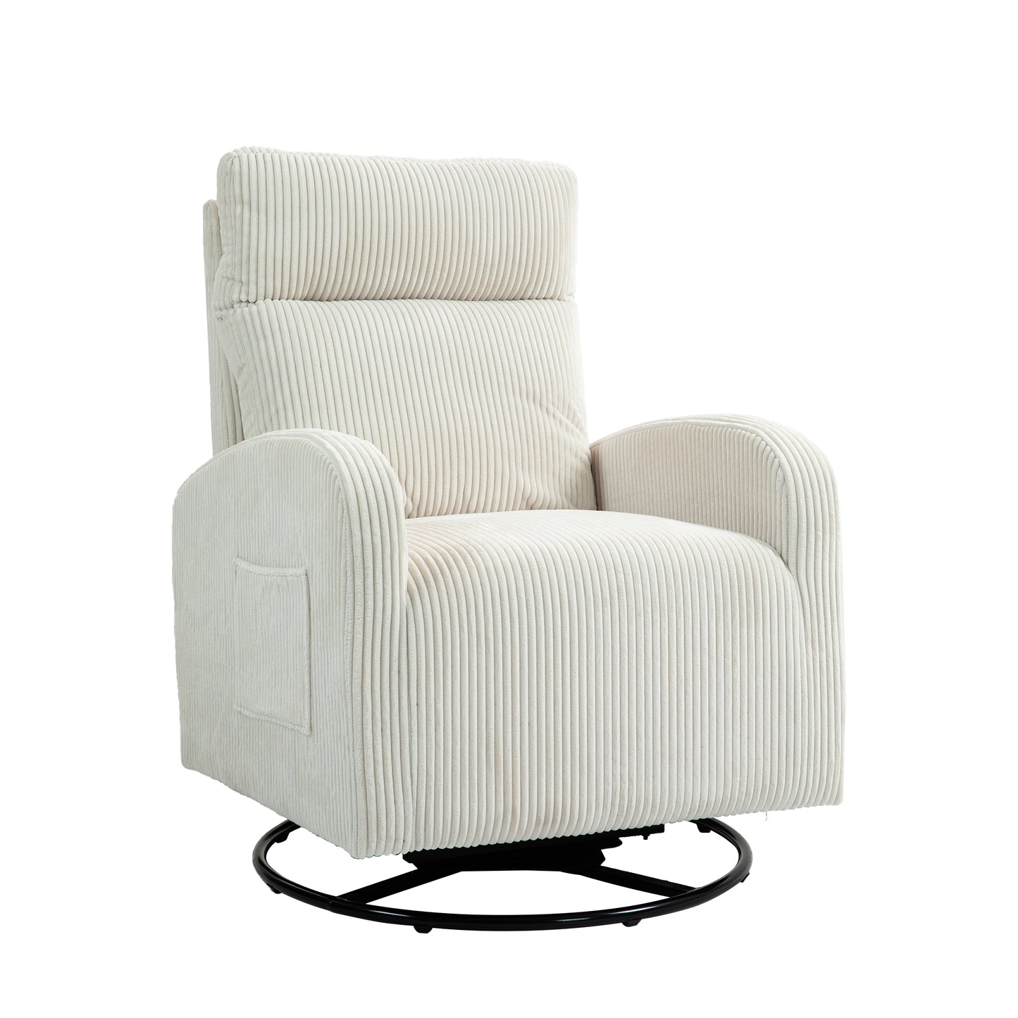 JiaDa Upholstered Swivel Glider.Flannel fabric.Rocking Chair for Nursery in Beige.Modern Style One Left Bag