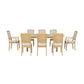 TOPMAX Expandable 84-Inch Dining Table Set with 24" Detachable Leaves, 6 Armless Chairs, and 2 Armchairs, Natural Finish