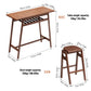 3-Piece Pub Dining Set, Retro Bar Table with Rubber Wood Stackable Backless High Stools for 2