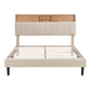 Queen Size Upholstered Platform Bed with Storage Headboard and USB Port Linen Fabric Upholstered Bed (Beige)