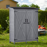 Outdoor 5.3ft Hx4.6ft L Wood Storage Shed Tool Organizer,Garden Shed, Storage Cabinet with Waterproof Asphalt Roof Gray