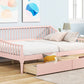 Full Size Daybed with Two Storage Drawers and Support Legs Pink