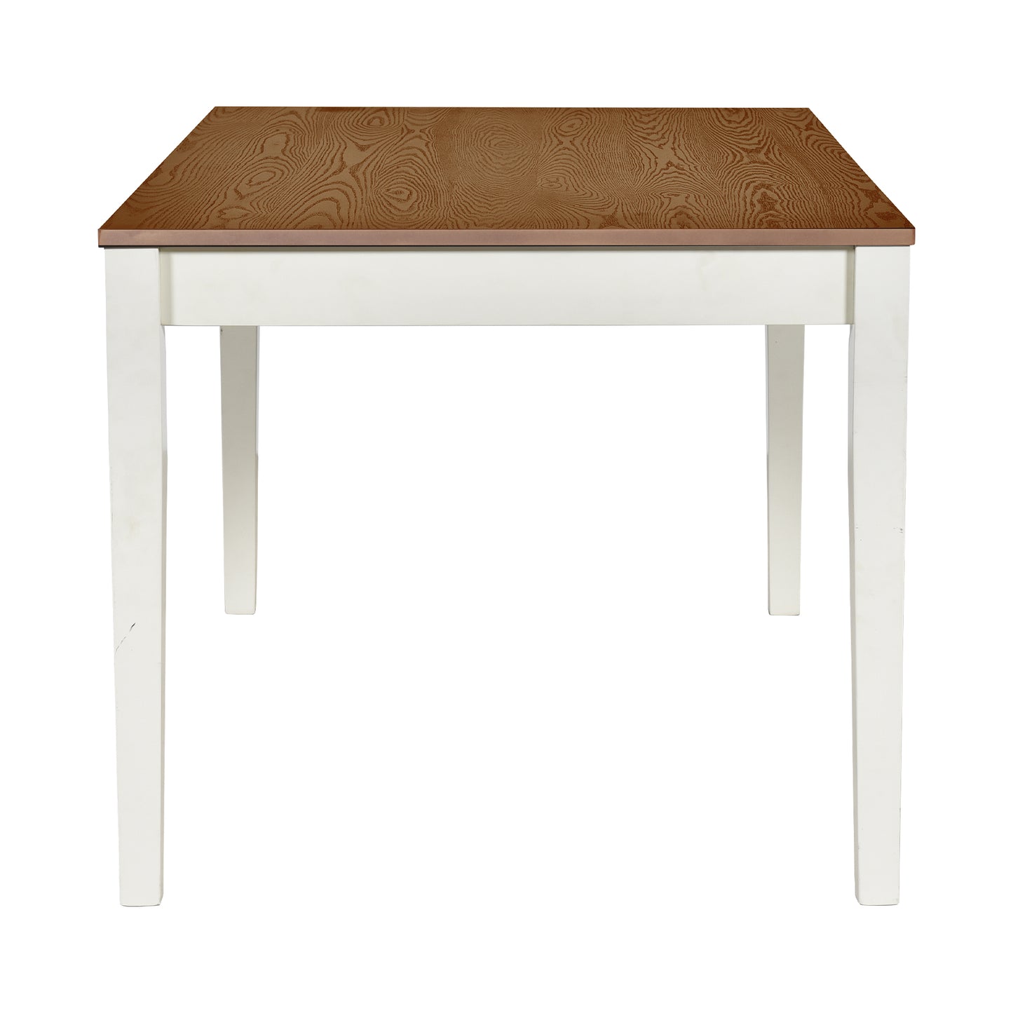 Juego de mesa de comedor de madera de 6 piezas TOPMAX Mid-Century con cajón, sillas tapizadas y banco, acabado en leche de mantequilla