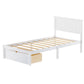 Twin Size Platform Bed with Under-bed Drawer White