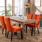 High-end Tufted Solid Wood Contemporary Velvet Upholstered Dining Chair with Wood Legs Nailhead Trim 2-Pcs Set Orange