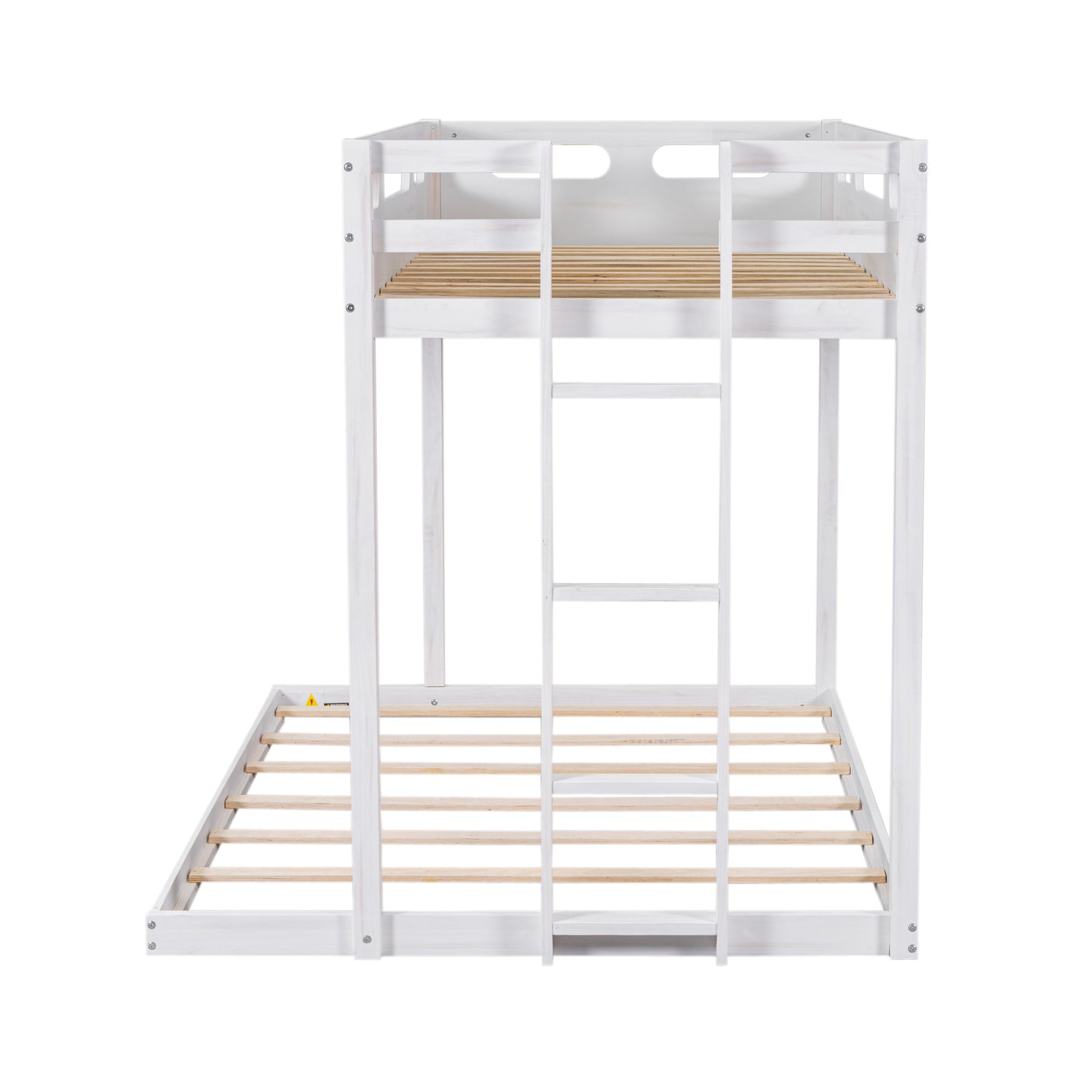 Twin over Full Bunk Bed with Built-in Ladder,White