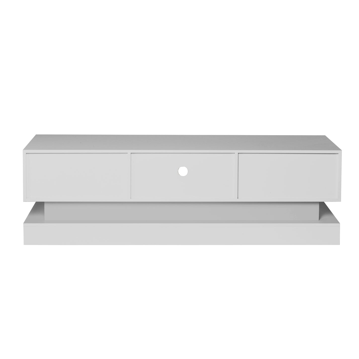 51.18inch WHITE morden TV Stand with LED Lights high glossy front TV Cabinet color:WHITE