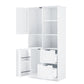 Bathroom storage cabinet with doors and drawers, multiple storage spaces, independent, open adjustable shelves, white