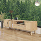 Vine TV Stand with 2 Cabinets and 2 Open Shelves, Solid Wood Legs for TVs Under 80 Inches