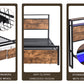 Full size bedstead with storage headboard and 2 drawers, LED light bed with charging station, metal Flat noodles support